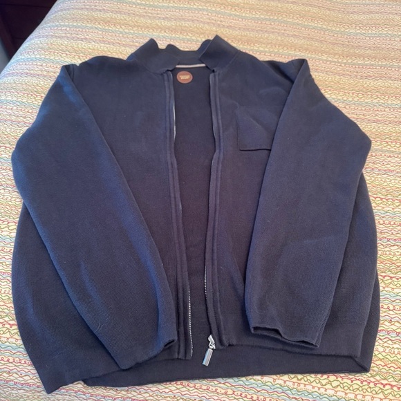 Common People Men's grey Zip Up Cardigan Size Large 100% Cotton w/ pocket - Picture 6 of 8